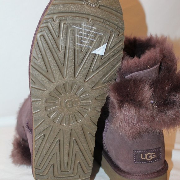 NEW UGG MINI FLUFF CRYSTAL FLUFF‎ SUEDE SHEARLING LINED BOOTS 9 - Picture 6 of 8